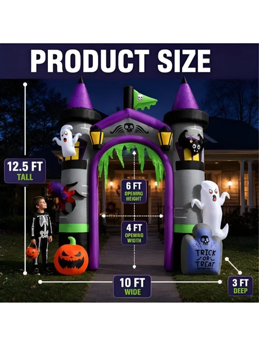 12.5 FT Inflatable Halloween Decorations, Huge Blow Up Halloween Archway